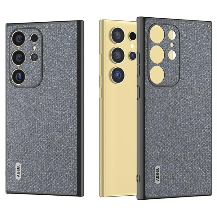 ABEEL - ABEEL Samsung Galaxy S24 Ultra Skal PU Läder TPU Ram Grå