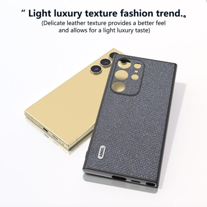 ABEEL - ABEEL Samsung Galaxy S24 Ultra Skal PU Läder TPU Ram Grå