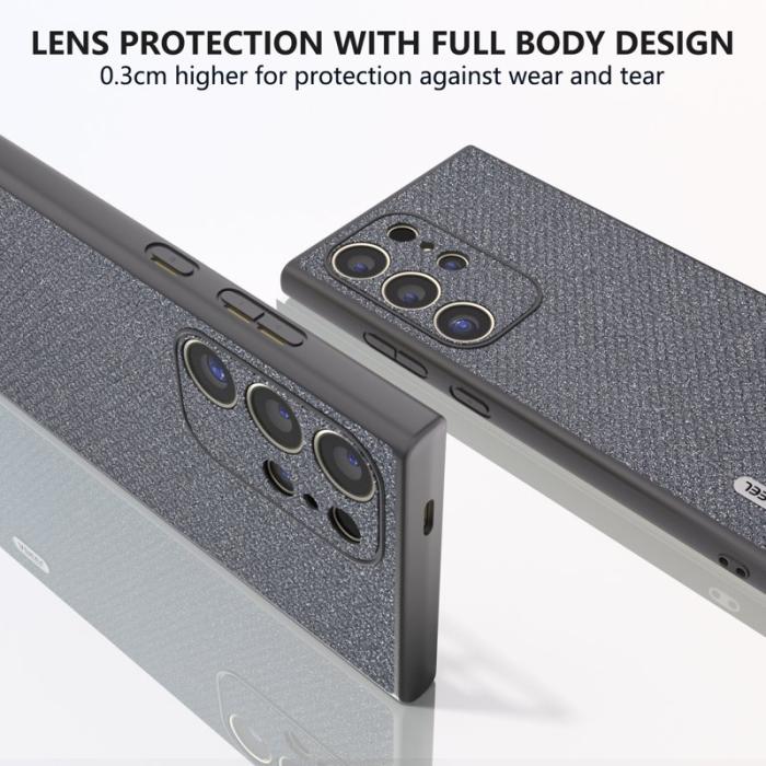 ABEEL - ABEEL Samsung Galaxy S24 Ultra Skal PU Läder TPU Ram Grå