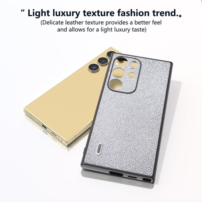ABEEL - ABEEL Samsung Galaxy S24 Ultra Skal PU Läder TPU Silver
