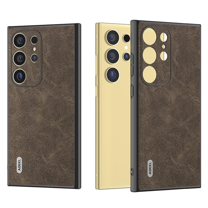 ABEEL - ABEEL Samsung Galaxy S24 Ultra Skal PU+PC+TPU Litchi Khaki