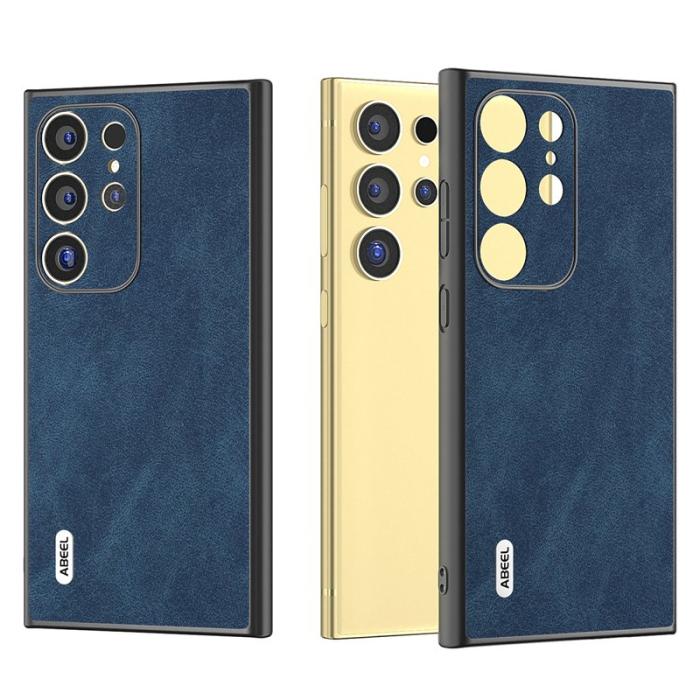 ABEEL - ABEEL Samsung Galaxy S24 Ultra Skal Slim Fit PU Läder Blå