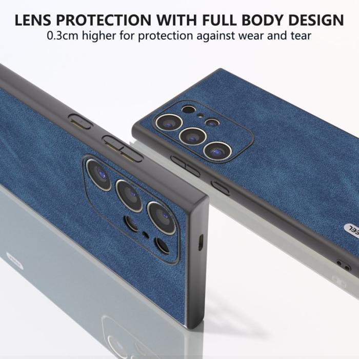 ABEEL - ABEEL Samsung Galaxy S24 Ultra Skal Slim Fit PU Läder Blå