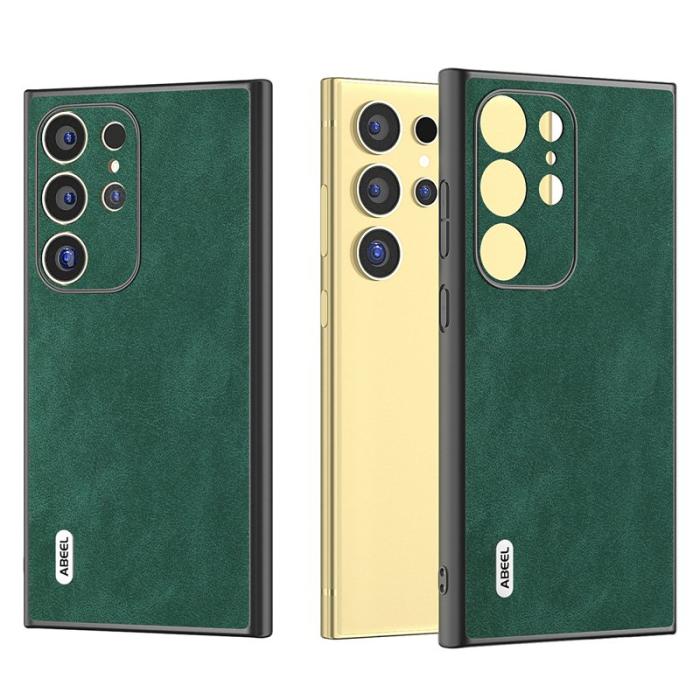 ABEEL - ABEEL Samsung Galaxy S24 Ultra Skal Slim Fit PU Läder Grön