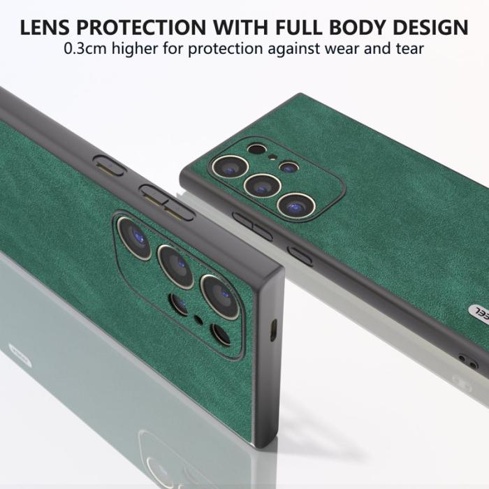 ABEEL - ABEEL Samsung Galaxy S24 Ultra Skal Slim Fit PU Läder Grön