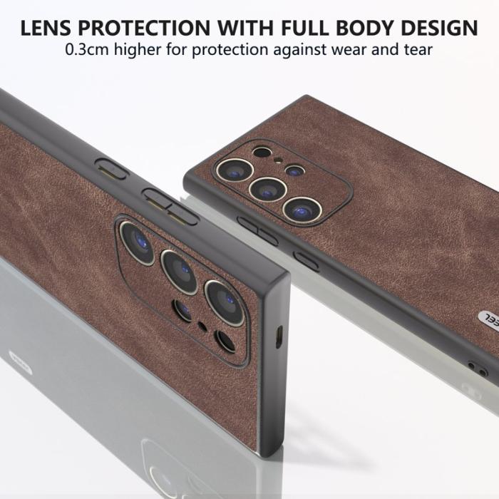 ABEEL - ABEEL Samsung Galaxy S24 Ultra Skal Slim Fit PU Läder Kaffe