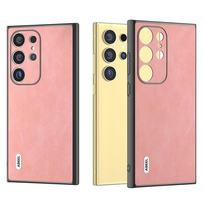 ABEEL - ABEEL Samsung Galaxy S24 Ultra Skal Slim Fit PU Läder - Rosa