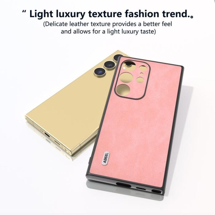 ABEEL - ABEEL Samsung Galaxy S24 Ultra Skal Slim Fit PU Läder - Rosa