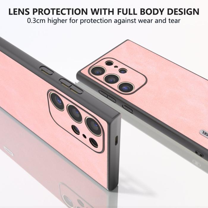 ABEEL - ABEEL Samsung Galaxy S24 Ultra Skal Slim Fit PU Läder - Rosa