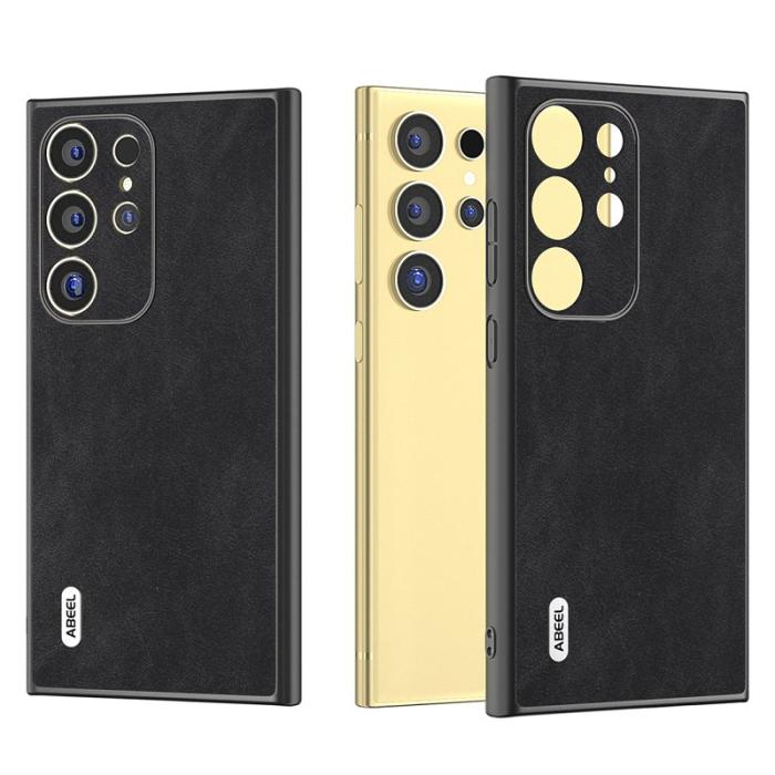 ABEEL - ABEEL Samsung Galaxy S24 Ultra Skal Slim Fit PU Läder Svart