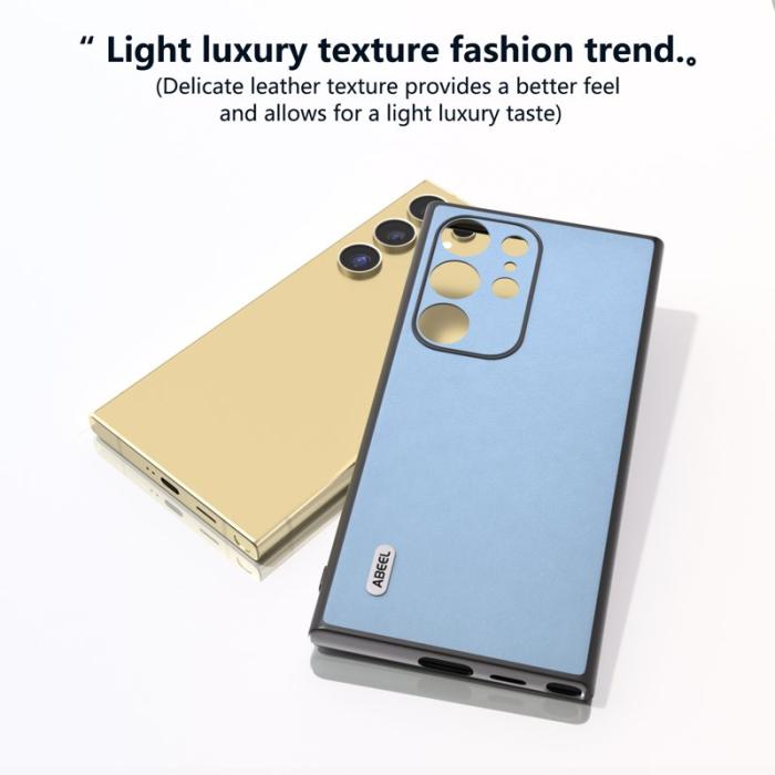 ABEEL - ABEEL Samsung Galaxy S24 Ultra Skal Texturerad Läder Blå