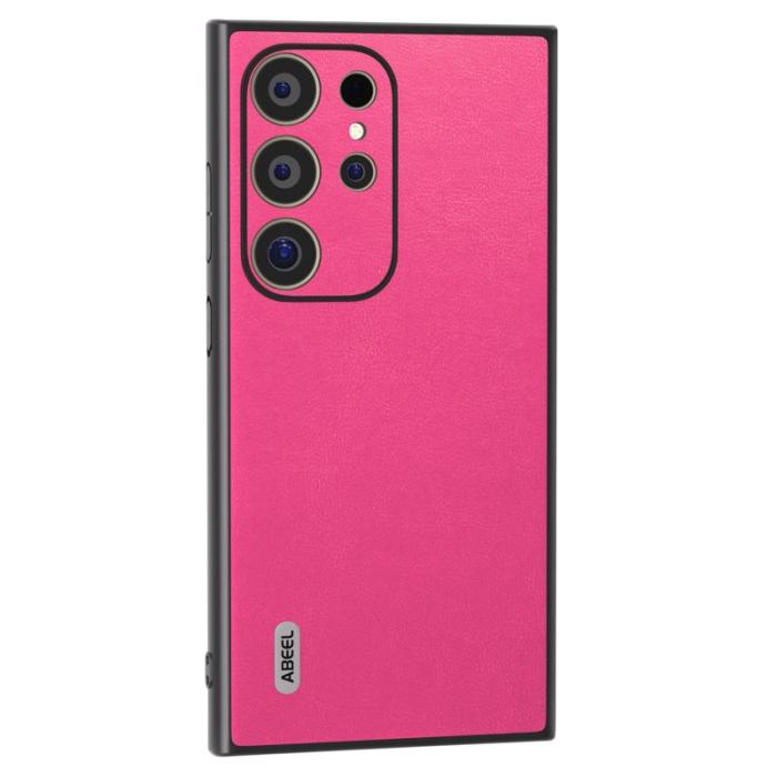 ABEEL - ABEEL Samsung Galaxy S24 Ultra Skal Texturerad Läder Rosa