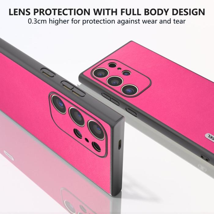 ABEEL - ABEEL Samsung Galaxy S24 Ultra Skal Texturerad Läder Rosa