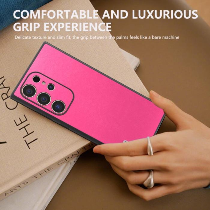 ABEEL - ABEEL Samsung Galaxy S24 Ultra Skal Texturerad Läder Rosa