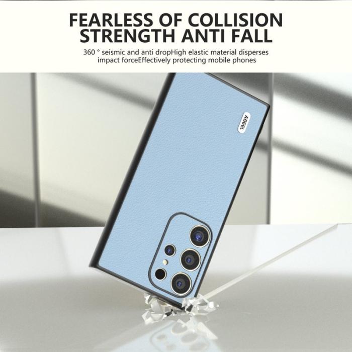 ABEEL - ABEEL Samsung Galaxy S24 Ultra Skal Texturerat Läder Blå