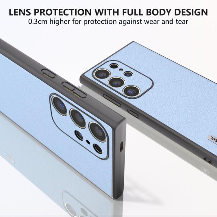 ABEEL - ABEEL Samsung Galaxy S24 Ultra Skal Texturerat Läder Blå