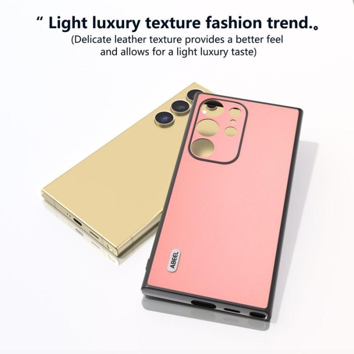 ABEEL - ABEEL Samsung Galaxy S24 Ultra Skal Texturerat Läder Rosa