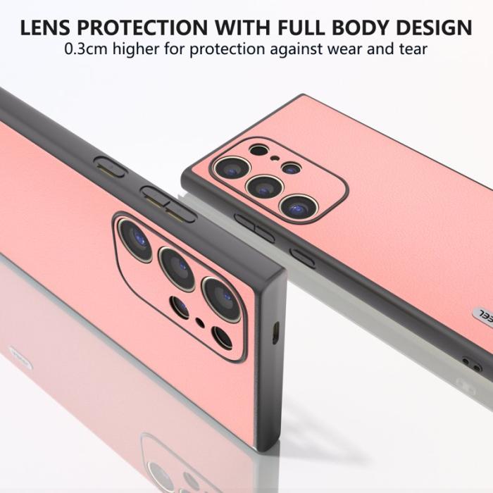 ABEEL - ABEEL Samsung Galaxy S24 Ultra Skal Texturerat Läder Rosa