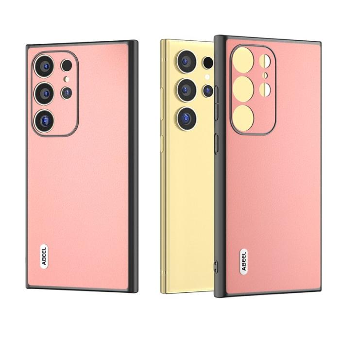 ABEEL - ABEEL Samsung Galaxy S24 Ultra Skal Texturerat Läder Rosa