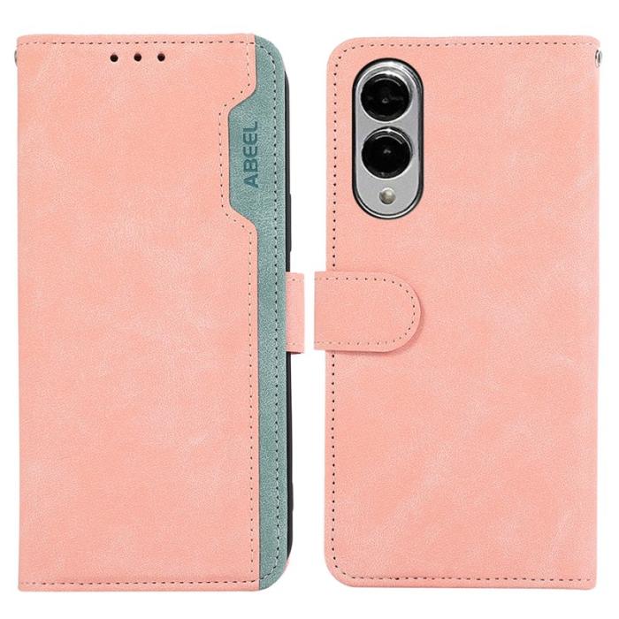 ABEEL - ABEEL Samsung Galaxy S25 Edge Fodral Splicing Läder Rosa
