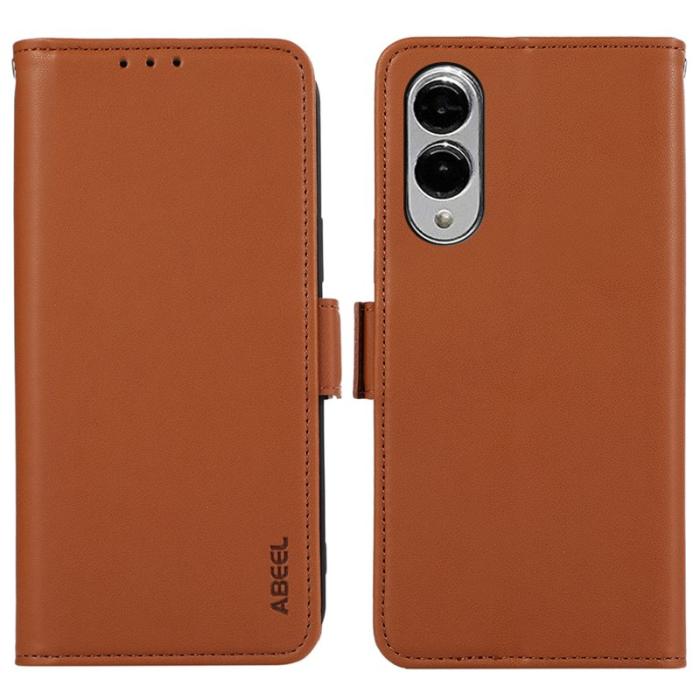 ABEEL - ABEEL Samsung Galaxy S25 Edge Skal Läder med RFID Skydd - Brun