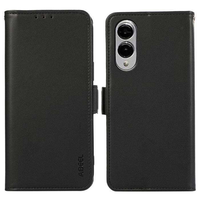 ABEEL - ABEEL Samsung Galaxy S25 Edge Skal Läder med RFID Skydd - Svart