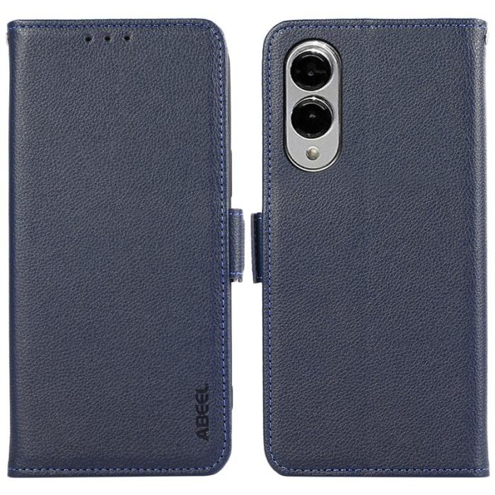 ABEEL - ABEEL Samsung Galaxy S25 Edge Skal Litchi Textur Läder Blå