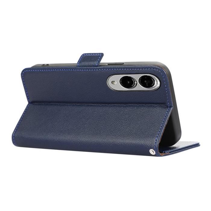 ABEEL - ABEEL Samsung Galaxy S25 Edge Skal Litchi Textur Läder Blå