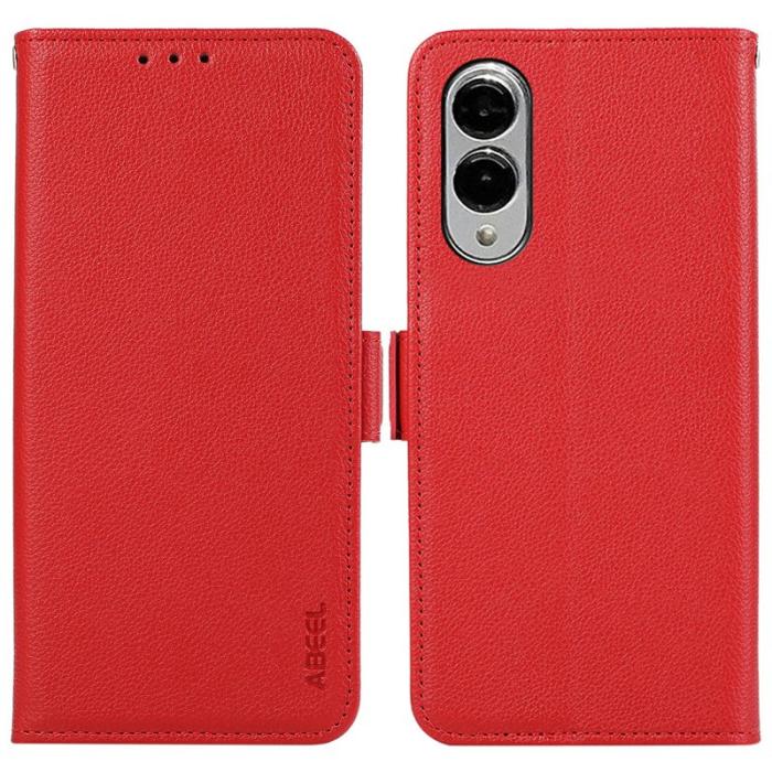 ABEEL - ABEEL Samsung Galaxy S25 Edge Skal Litchi Textur Röd