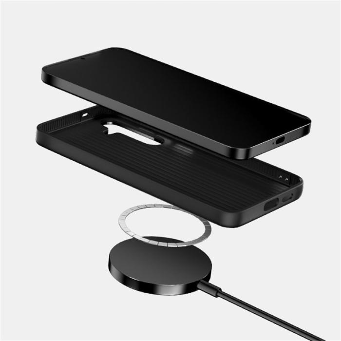 ABEEL - ABEEL Samsung Galaxy S25 FE Skal PC TPU Aluminium PU Läder - Textur 1