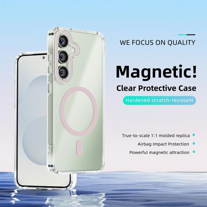 ABEEL - ABEEL Samsung Galaxy S25 Skal MagSafe Anti Scratch Klar Rosa