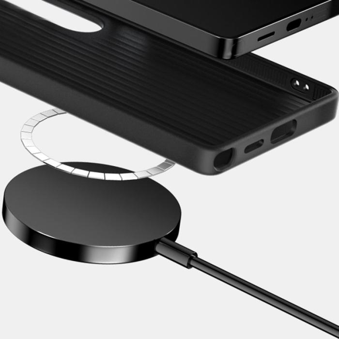 ABEEL - ABEEL Samsung Galaxy S25 Skal MagSafe Micro-Prägling Svart