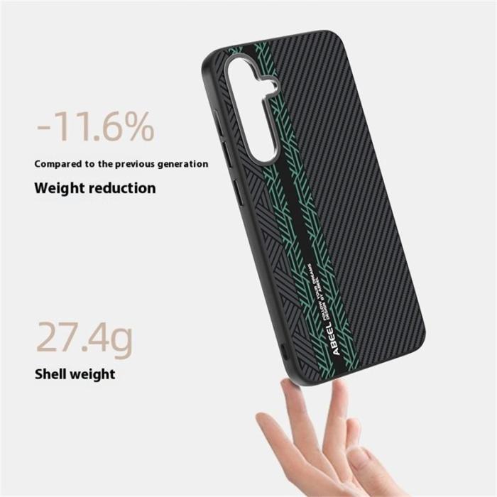 ABEEL - ABEEL Samsung Galaxy S25 Skal PC TPU Aluminium PU Läder - Textur 2