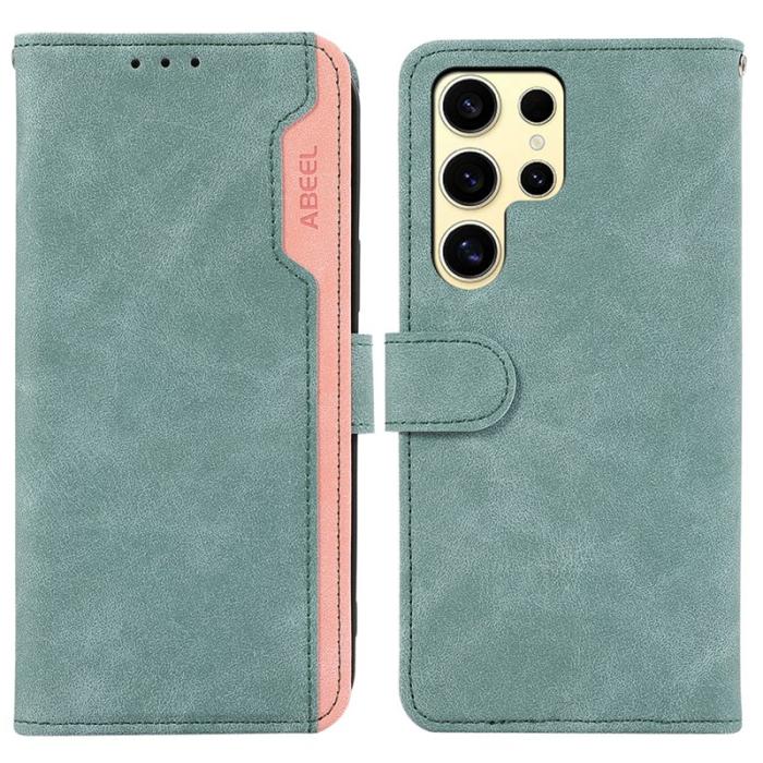 ABEEL - ABEEL Samsung Galaxy S25 Ultra Fodral Splicing Läder Baby Blue