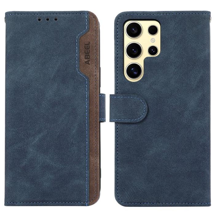 ABEEL - ABEEL Samsung Galaxy S25 Ultra Fodral Splicing Läder Blå