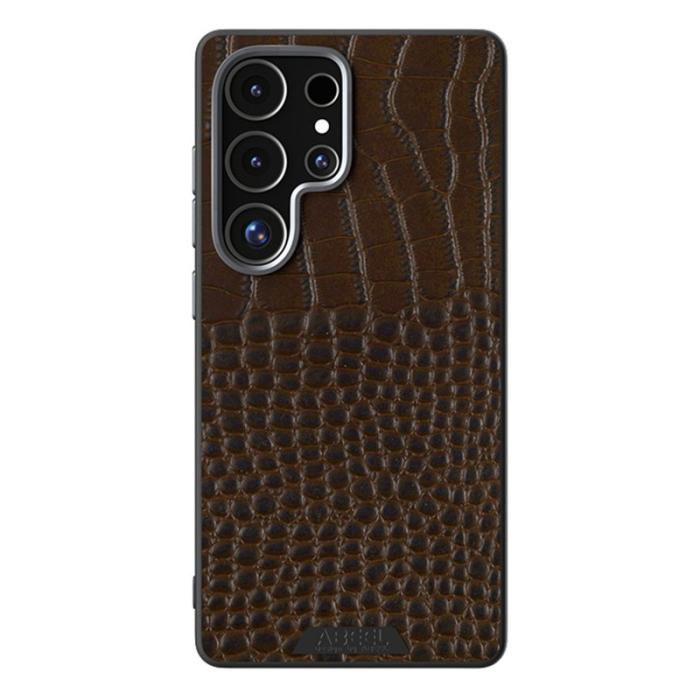 ABEEL - ABEEL Samsung Galaxy S25 Ultra Skal MagSafe Kroko Textur Kaffe