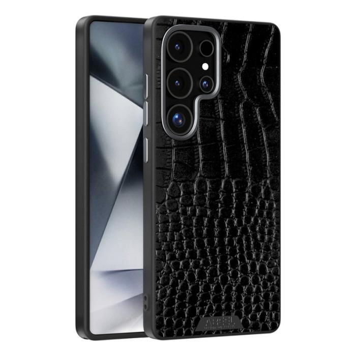 ABEEL - ABEEL Samsung Galaxy S25 Ultra Skal MagSafe Krokodiltextur Svart