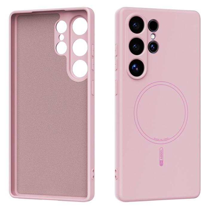 ABEEL - ABEEL Samsung Galaxy S25 Ultra Skal MagSafe Liquid Silicone Rosa