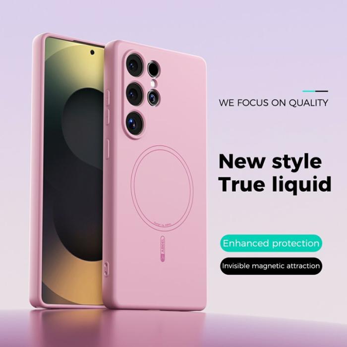 ABEEL - ABEEL Samsung Galaxy S25 Ultra Skal MagSafe Liquid Silicone Rosa