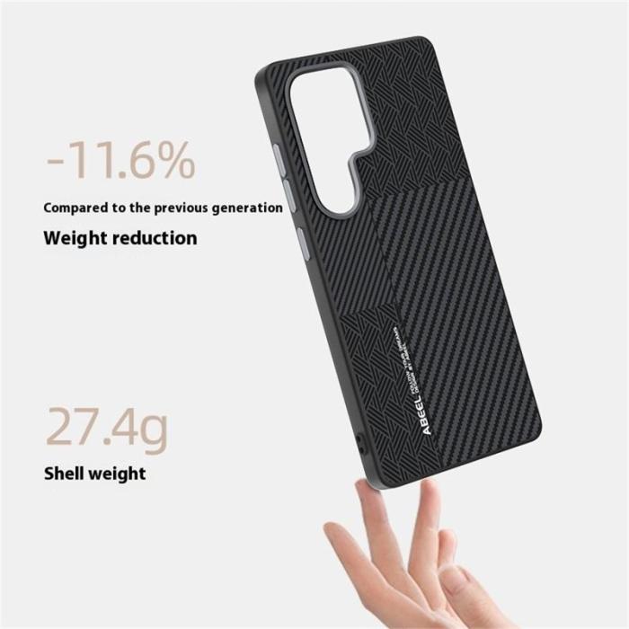 ABEEL - ABEEL Samsung Galaxy S25 Ultra Skal PC TPU Aluminium Läder - Textur 1