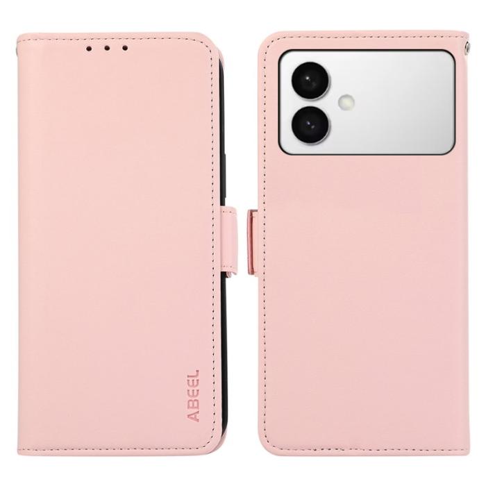 ABEEL - ABEEL Samsung Galaxy S26 Edge Skal Läder Fodral RFID Skydd Rosa