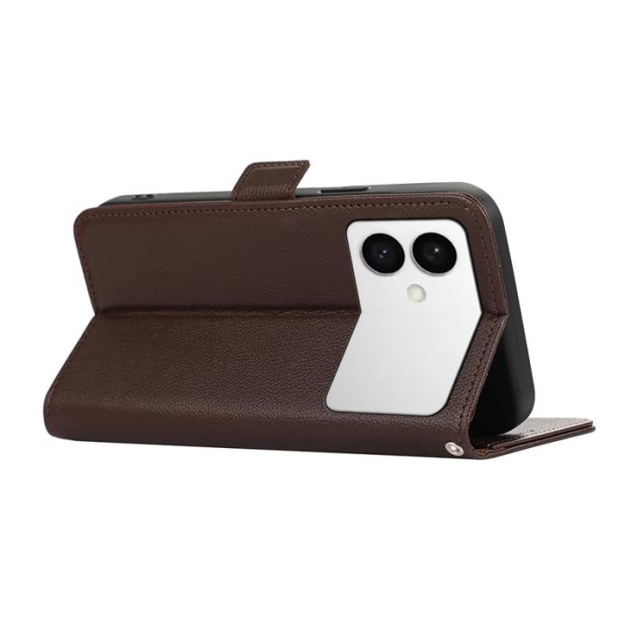 ABEEL - ABEEL Samsung Galaxy S26 Edge Skal Litchi Textur Läder Brun