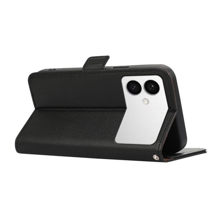 ABEEL - ABEEL Samsung Galaxy S26 Edge Skal Litchi Textur Läder Svart