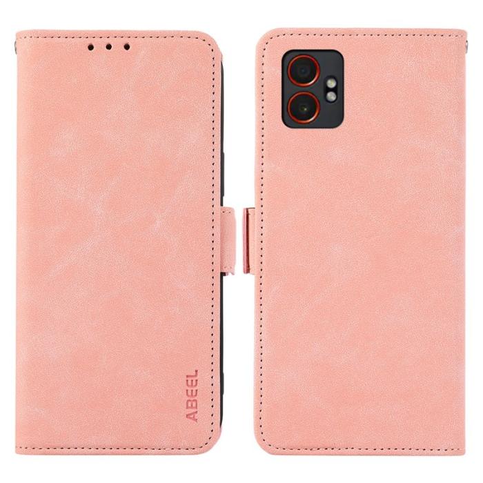 ABEEL - ABEEL Samsung Galaxy XCover7 Pro Fodral PU Läder Folio Rosa