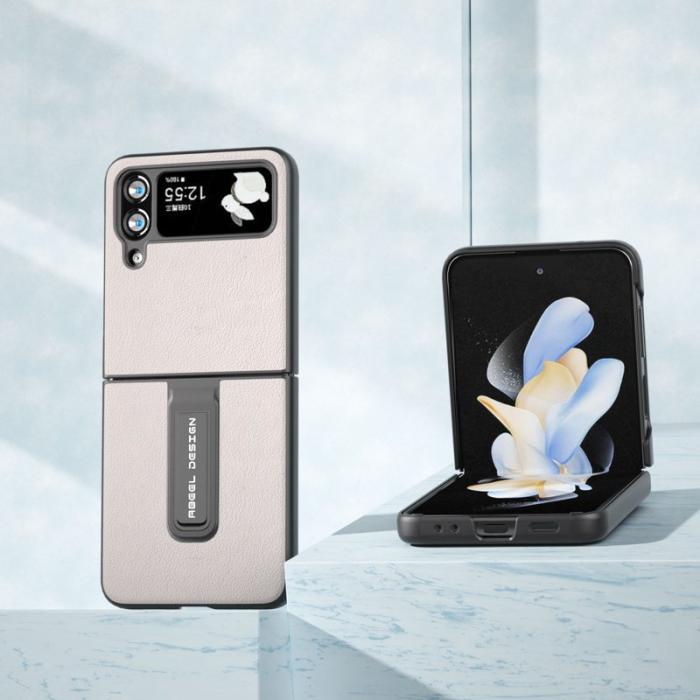 ABEEL - ABEEL Samsung Galaxy Z Flip4 5G Fodral i äkta läder - Grå