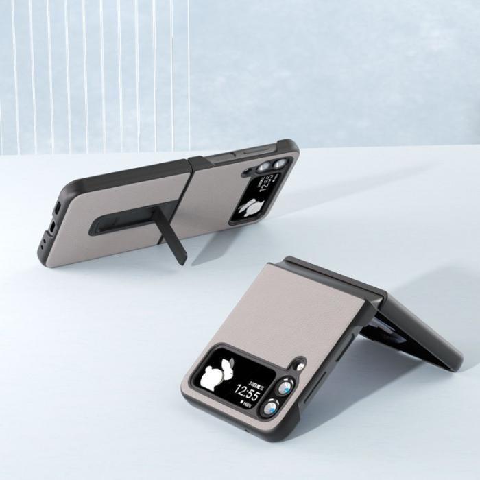 ABEEL - ABEEL Samsung Galaxy Z Flip4 5G Fodral i äkta läder - Grå