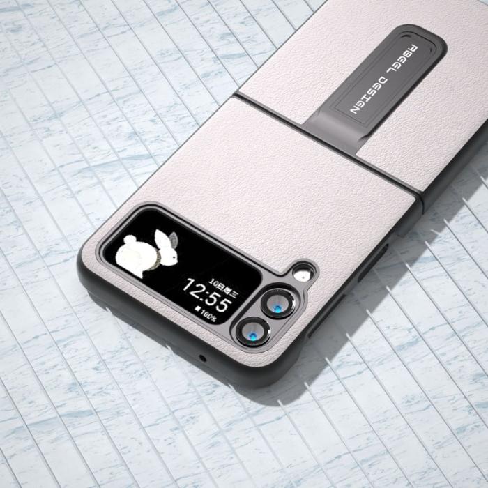 ABEEL - ABEEL Samsung Galaxy Z Flip4 5G Fodral i äkta läder - Grå