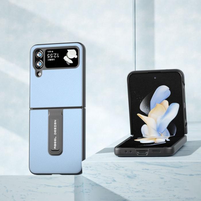 ABEEL - ABEEL Samsung Galaxy Z Flip4 5G Skal i äkta läder - Blå