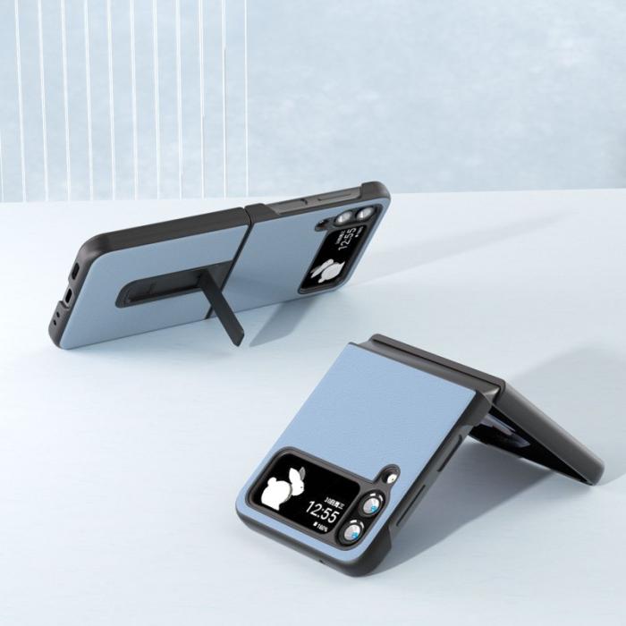 ABEEL - ABEEL Samsung Galaxy Z Flip4 5G Skal i äkta läder - Blå