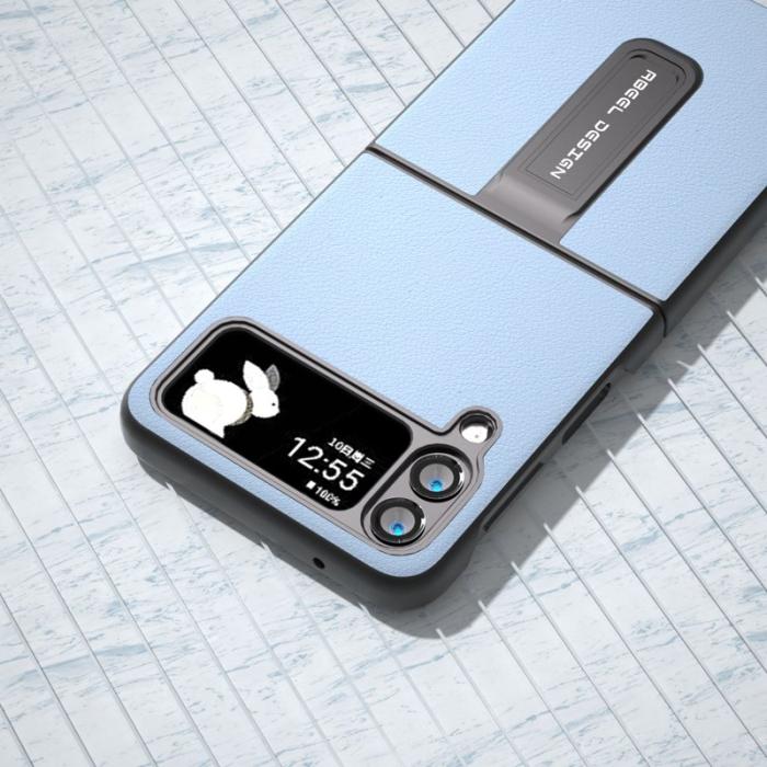 ABEEL - ABEEL Samsung Galaxy Z Flip4 5G Skal i äkta läder - Blå